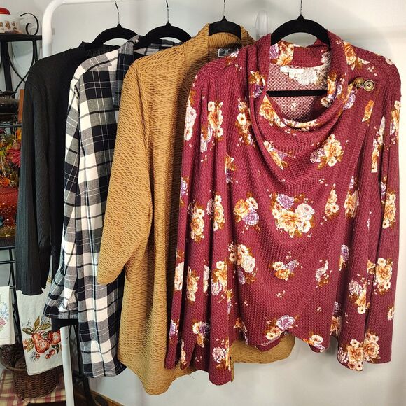 Casual Comfy Career BUNDLE 3X Women's Plus Size Shirts Long & 3/4 Sleeves - Picture 1 of 9